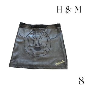 NWOT Disney adjustable waist black H&M MINNIE MOUSE PLEATHER SKIRT size 8 new
